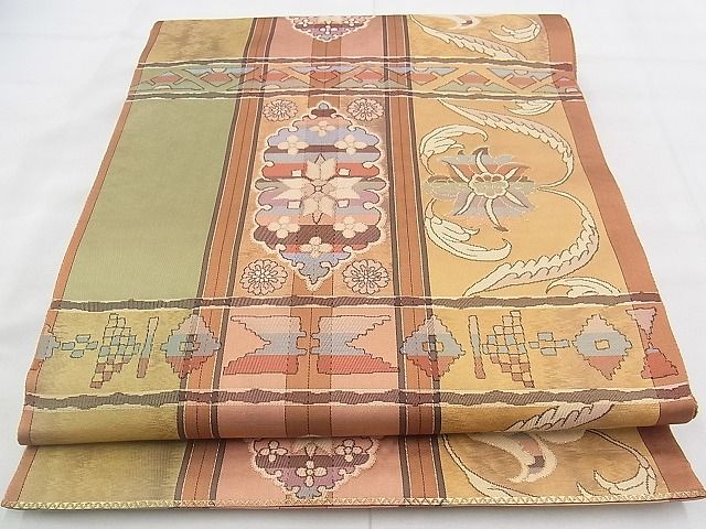 平和屋着物◎六通柄袋帯 更紗花唐草文 金糸 逸品 BAAK0116if