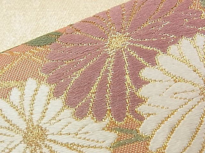 平和屋着物◎六通柄袋帯 唐織 琳派地紙花文 金銀糸 逸品 BAAK0102if