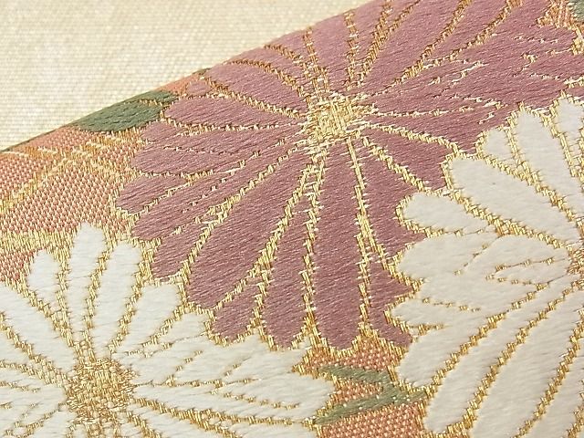 平和屋着物◎六通柄袋帯 唐織 琳派地紙花文 金銀糸 逸品 BAAK0102if