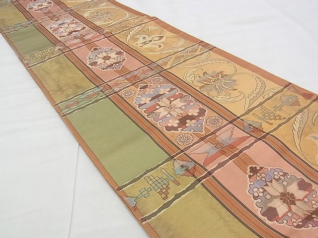 平和屋着物◎六通柄袋帯 更紗花唐草文 金糸 逸品 BAAK0116if