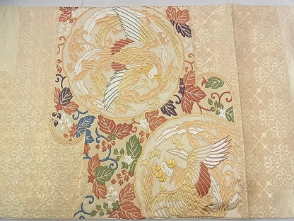 平和屋着物◎太鼓柄袋帯 唐織 鳳凰エ霞唐草文 金糸 逸品 BAAK0146if