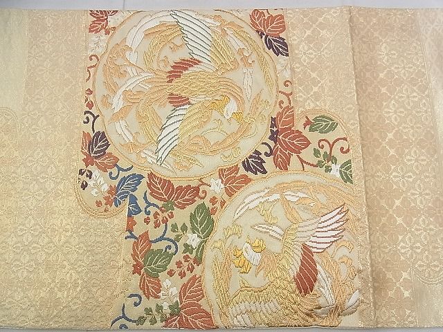 平和屋着物◎太鼓柄袋帯 唐織 鳳凰エ霞唐草文 金糸 逸品 BAAK0146if