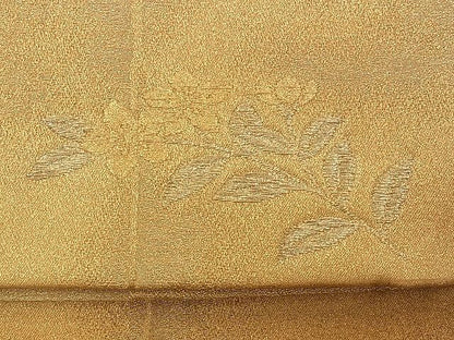 平和屋着物◎六通柄袋帯 寿光織 ワンポイント 枝花文 金糸 逸品 BAAK0162if