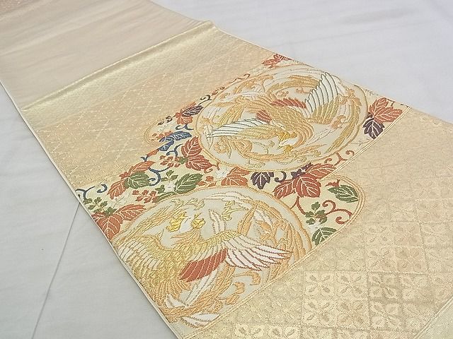 平和屋着物◎太鼓柄袋帯 唐織 鳳凰エ霞唐草文 金糸 逸品 BAAK0146if