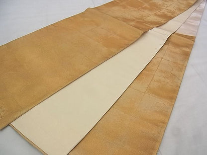 平和屋着物◎六通柄袋帯 寿光織 ワンポイント 枝花文 金糸 逸品 BAAK0162if