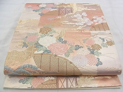 平和屋着物◎六通柄袋帯 唐織 更級錦 金糸 逸品 BAAK0155if