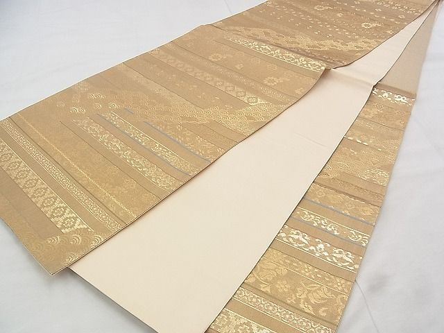 平和屋着物◎六通柄袋帯 道長横段文 金糸 逸品 BAAJ9329if