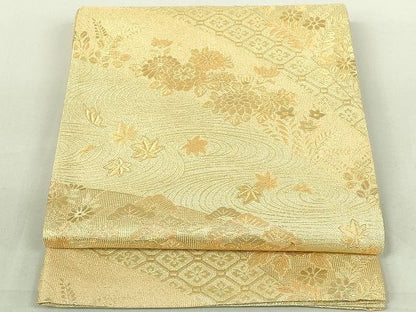 平和屋着物◎佐賀錦 六通柄袋帯 風景花松文 金糸 逸品 DAAI2584ox