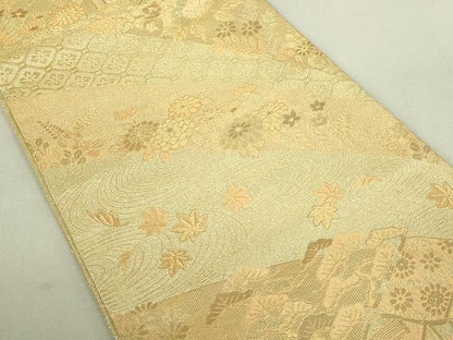 平和屋着物◎佐賀錦 六通柄袋帯 風景花松文 金糸 逸品 DAAI2584ox