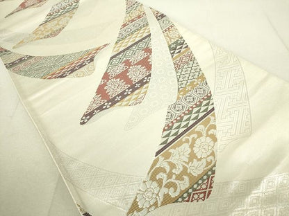 平和屋着物◎六通柄袋帯 熨斗吉祥花文 銀糸 逸品 DAAI2573ox