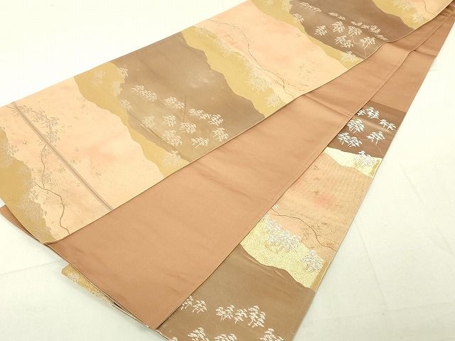 平和屋着物◎六通柄袋帯 風景松文 金銀糸 引箔 逸品 DAAI2571ox