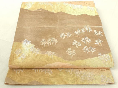 平和屋着物◎六通柄袋帯 風景松文 金銀糸 引箔 逸品 DAAI2571ox