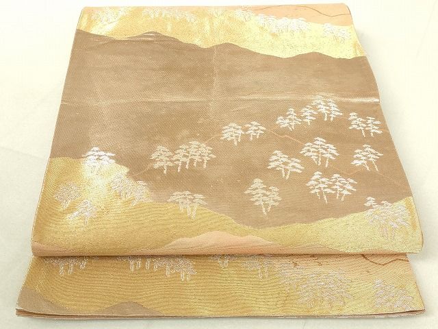 平和屋着物◎六通柄袋帯 風景松文 金銀糸 引箔 逸品 DAAI2571ox