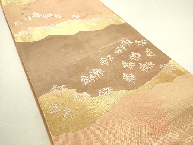 平和屋着物◎六通柄袋帯 風景松文 金銀糸 引箔 逸品 DAAI2571ox