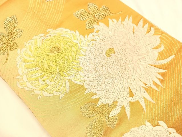 平和屋着物◎六通柄袋帯 唐織 草花文 乱菊 金糸 正絹 逸品 AAAJ8093Bsa