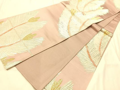 平和屋着物◎六通柄袋帯 松葉文 金銀糸 正絹 逸品 AAAJ8085Bsa