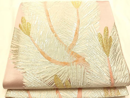 平和屋着物◎六通柄袋帯 松葉文 金銀糸 正絹 逸品 AAAJ8085Bsa