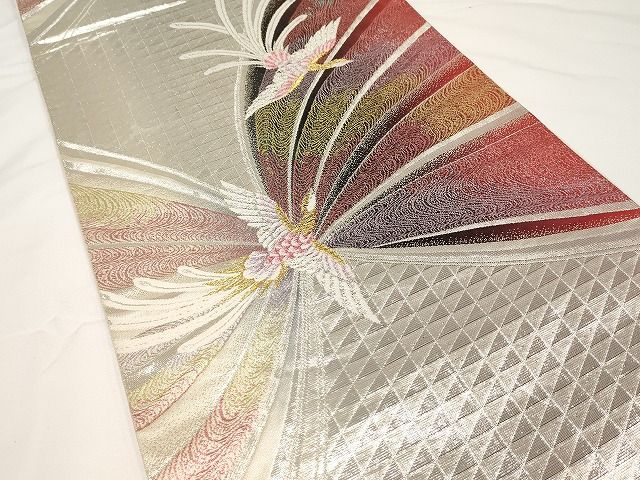 平和屋着物◎六通柄袋帯 鳳凰文 金銀糸 正絹 逸品 AAAL5719Aex