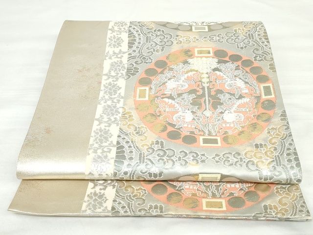 平和屋着物◎六通柄袋帯 狩猟文 金銀糸 正絹 逸品 AAAK8373Bgw