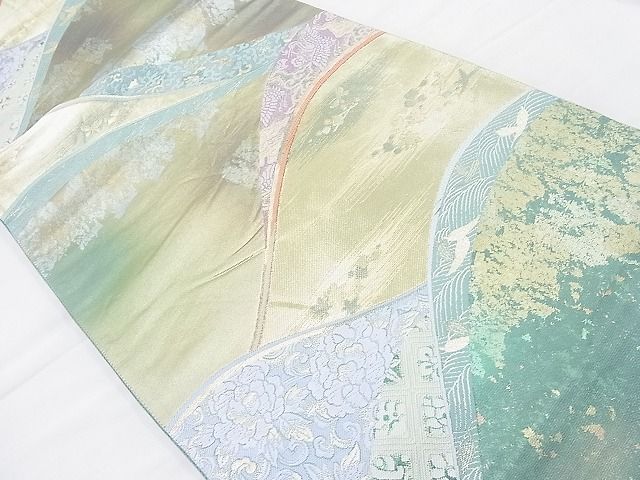 平和屋着物◎六通柄袋帯 唐織 遠山花唐草文 金糸 引箔 逸品 BAAJ8393ns