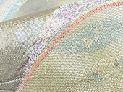 平和屋着物◎六通柄袋帯 唐織 遠山花唐草文 金糸 引箔 逸品 BAAJ8393ns