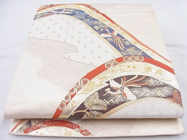 平和屋着物◎六通柄袋帯 唐織 天平厳島遠山 金糸 逸品 BAAK5011ns