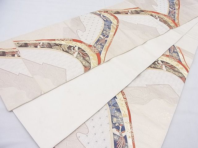 平和屋着物◎六通柄袋帯 唐織 天平厳島遠山 金糸 逸品 BAAK5011ns
