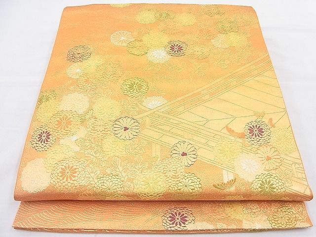平和屋着物◎西陣 六通柄袋帯 菊水文 金糸 逸品 BAAK5041ns