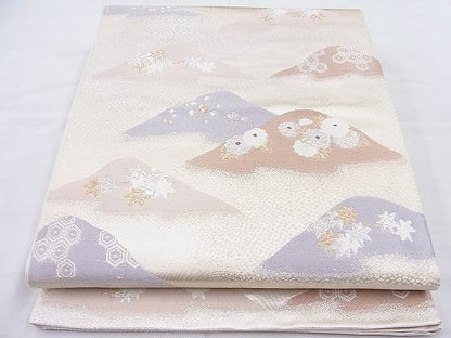平和屋着物◎六通柄袋帯 唐織 遠山草花文 金銀糸 逸品 BAAK5036ns