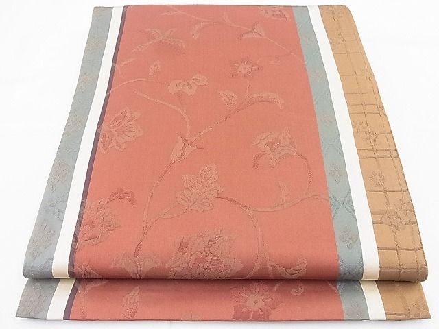 平和屋着物◎全通柄袋帯 ふくれ織 花鳥唐草文 逸品 BAAK5035ns