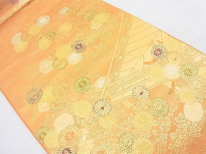 平和屋着物◎西陣 六通柄袋帯 菊水文 金糸 逸品 BAAK5041ns