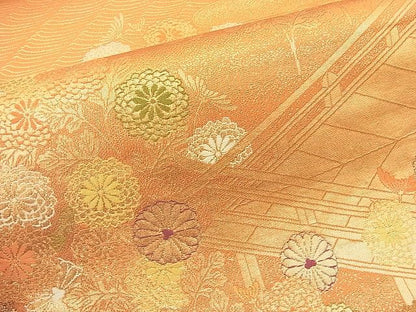 平和屋着物◎西陣 六通柄袋帯 菊水文 金糸 逸品 BAAK5041ns
