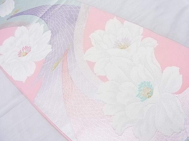 平和屋着物◎六通柄袋帯 唐織 孔雀牡丹文 金銀糸 逸品 BAAK5051ns