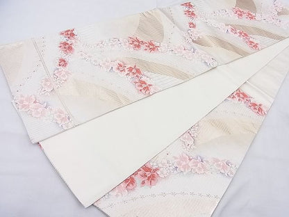 平和屋着物◎六通柄袋帯 唐織 カトレア 金糸 逸品 BAAK5067ns