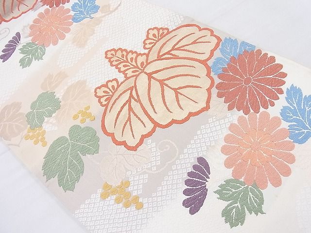 平和屋着物◎六通柄袋帯 しろがね唐織文 金糸 逸品 BAAK5066ns