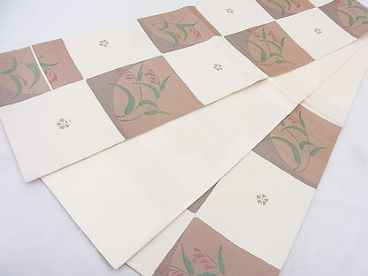 平和屋着物◎六通柄袋帯 雲母 市松花文 逸品 BAAK5082ns