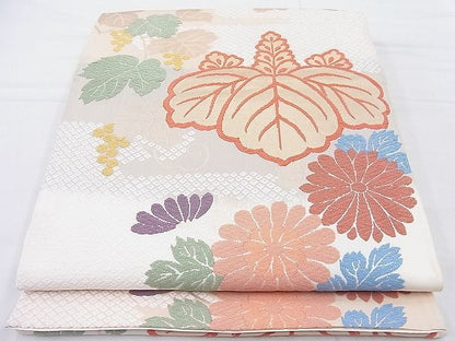 平和屋着物◎六通柄袋帯 しろがね唐織文 金糸 逸品 BAAK5066ns