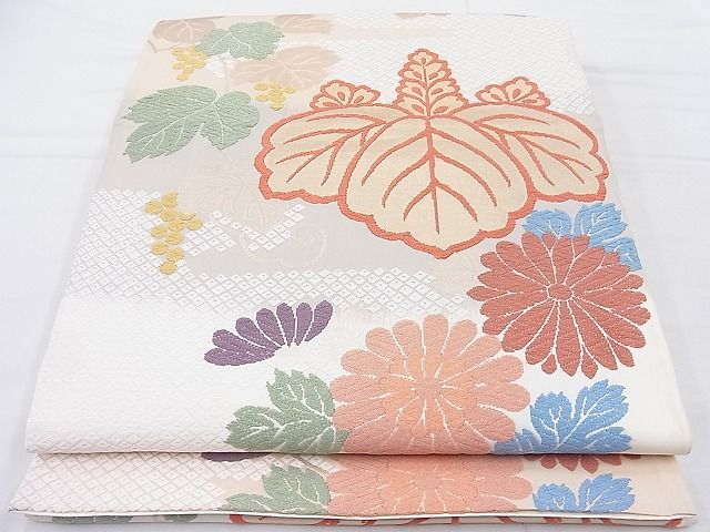平和屋着物◎六通柄袋帯 しろがね唐織文 金糸 逸品 BAAK5066ns