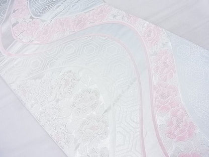 平和屋着物◎六通柄袋帯 唐織 流水牡丹文 銀糸 逸品 BAAK5080ns