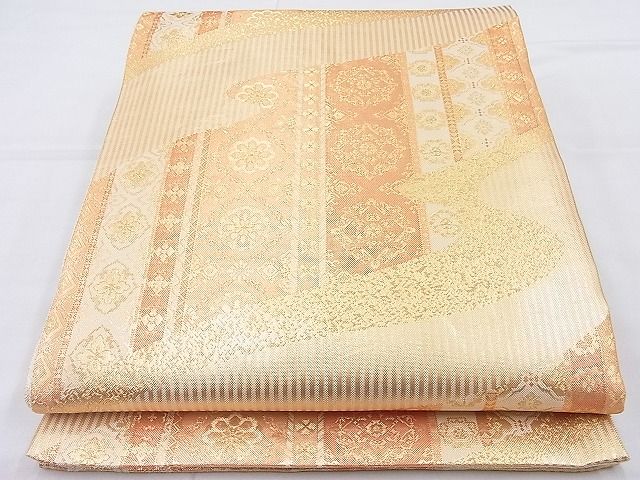 平和屋着物◎佐賀錦 六通柄袋帯 正倉院流水文様 金糸 逸品 BAAK5102ns