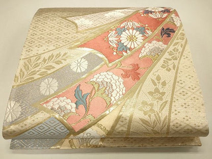 平和屋着物◎六通柄袋帯 熨斗草花文 金銀糸 逸品 CAAH5626qe