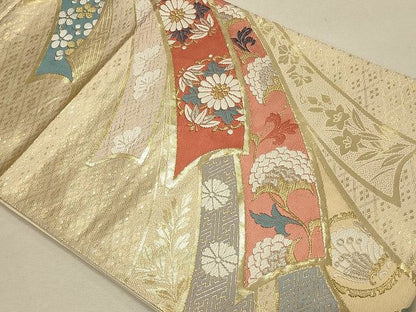 平和屋着物◎六通柄袋帯 熨斗草花文 金銀糸 逸品 CAAH5626qe