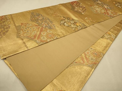 平和屋着物◎六通柄袋帯 地紙向かい鳥花文 金銀糸 逸品 CAAH5603qe