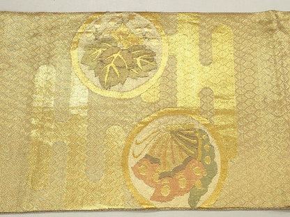 平和屋着物◎佐賀錦 太鼓柄袋帯 花蝶丸文 金糸 逸品 CAAH5609qe