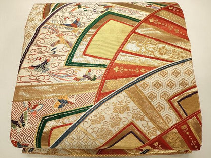 平和屋着物◎六通柄袋帯 流水花鳥文 金糸 逸品 CAAH5616qe
