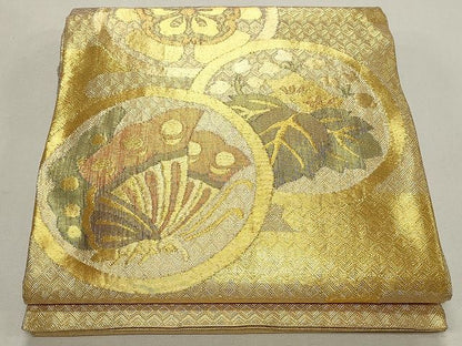 平和屋着物◎佐賀錦 太鼓柄袋帯 花蝶丸文 金糸 逸品 CAAH5609qe