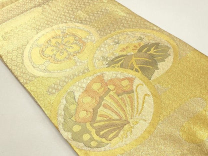 平和屋着物◎佐賀錦 太鼓柄袋帯 花蝶丸文 金糸 逸品 CAAH5609qe