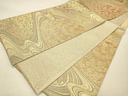 平和屋着物◎六通柄袋帯 流水草花文 金糸 鈴乃屋扱い 逸品 CAAH5617qe