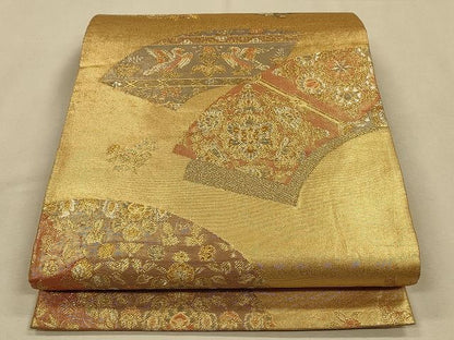 平和屋着物◎六通柄袋帯 地紙向かい鳥花文 金銀糸 逸品 CAAH5603qe