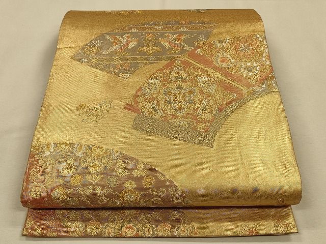 平和屋着物◎六通柄袋帯 地紙向かい鳥花文 金銀糸 逸品 CAAH5603qe